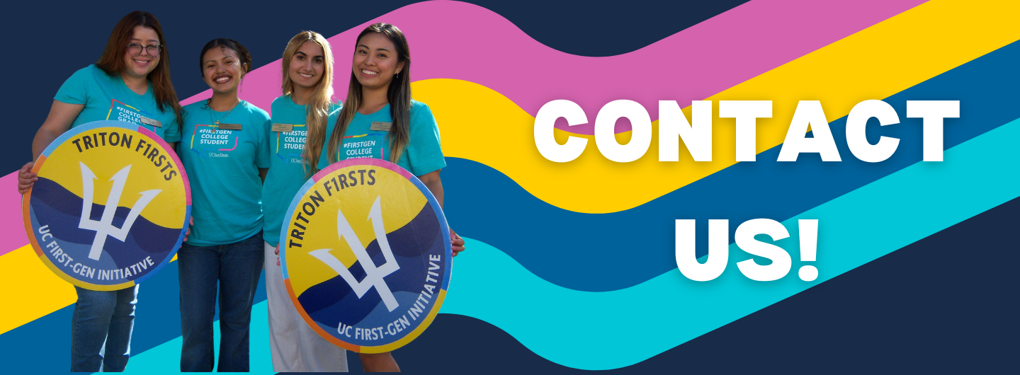 Triton Firsts team holding cut out foam on top of a digital banner mentioning 'Contact Us"